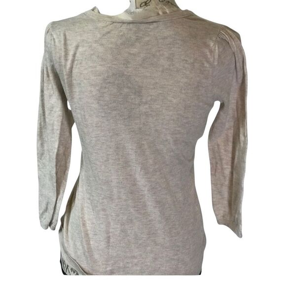Ann Taylor loft beige long sleeve pullover V-neck - Picture 3 of 16